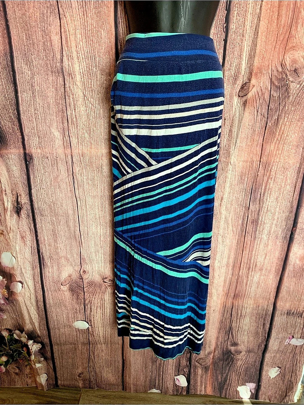 Striped Maxi Skirt in Blue & Green